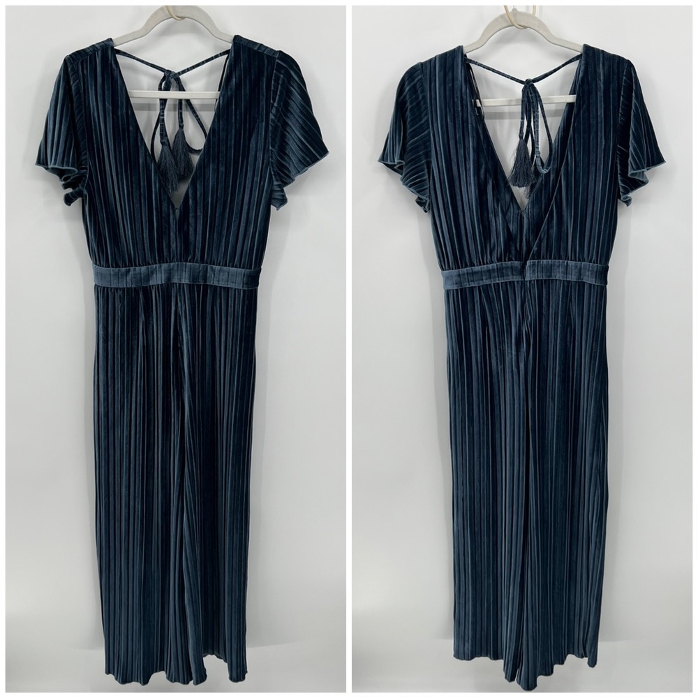 Minkpink Lex blue velvet jumpsuit - Picture 2 of 7